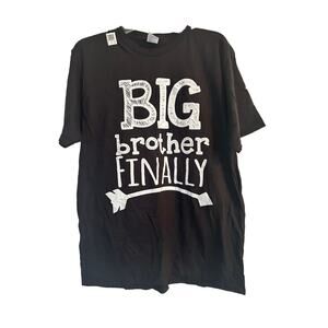 NWT Port & Company Mens/Boys Black T Shirt BIG Brother FINALLY Size Large